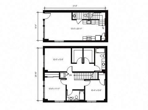 Stack House Apartments in Seattle, Washington 3x2.5 Townhome Floor Plan